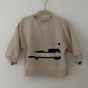 Zara Kids Beige Race Car Print Sweatshirt Warm Size 2-3 Years
